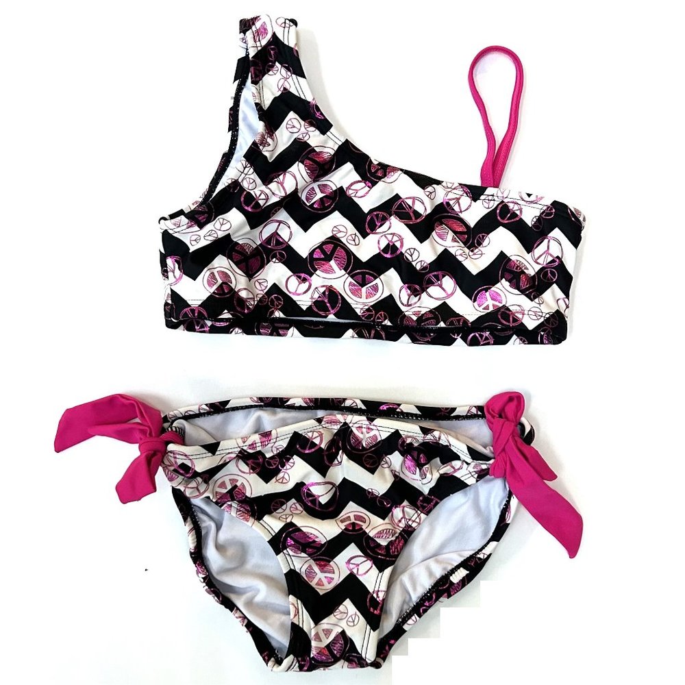Girl's Black and Purple 2 Piece Bikini Swimsuit